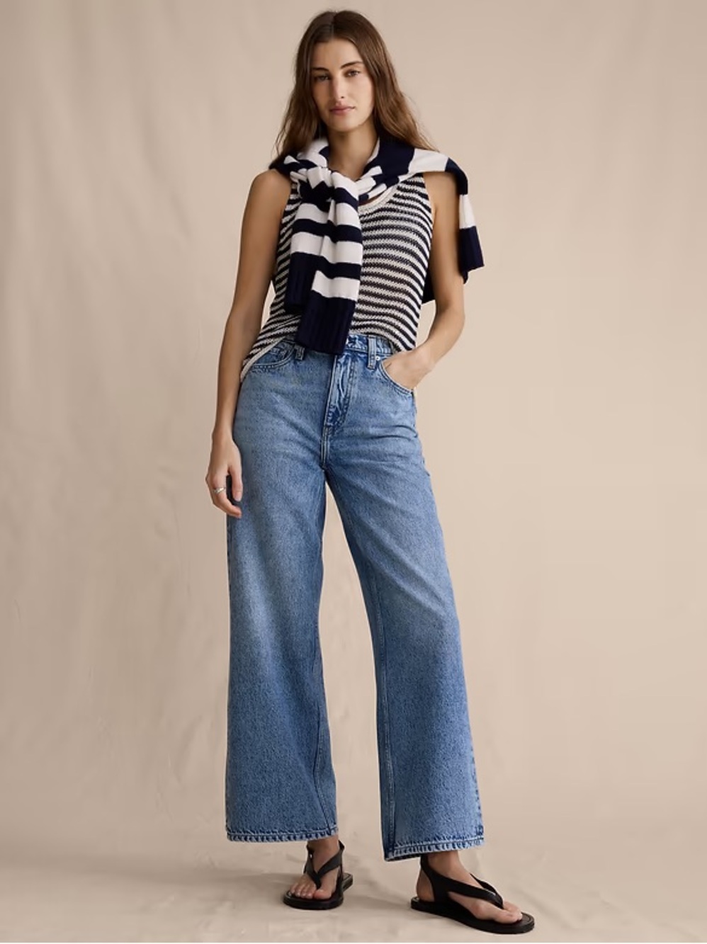 Banana republic wide leg high rise cropped med wash jeans 29/8